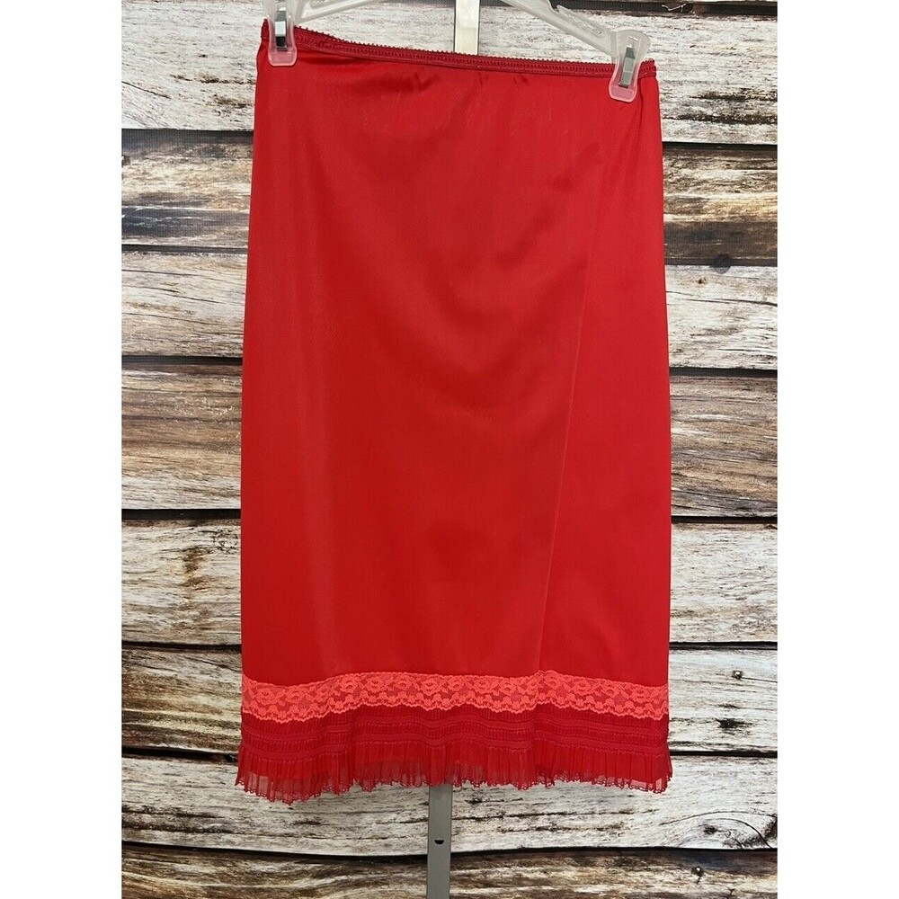 Vintage Philmaid Red Lacy Nylon A-line Half Slip Lingerie Small Hollywood